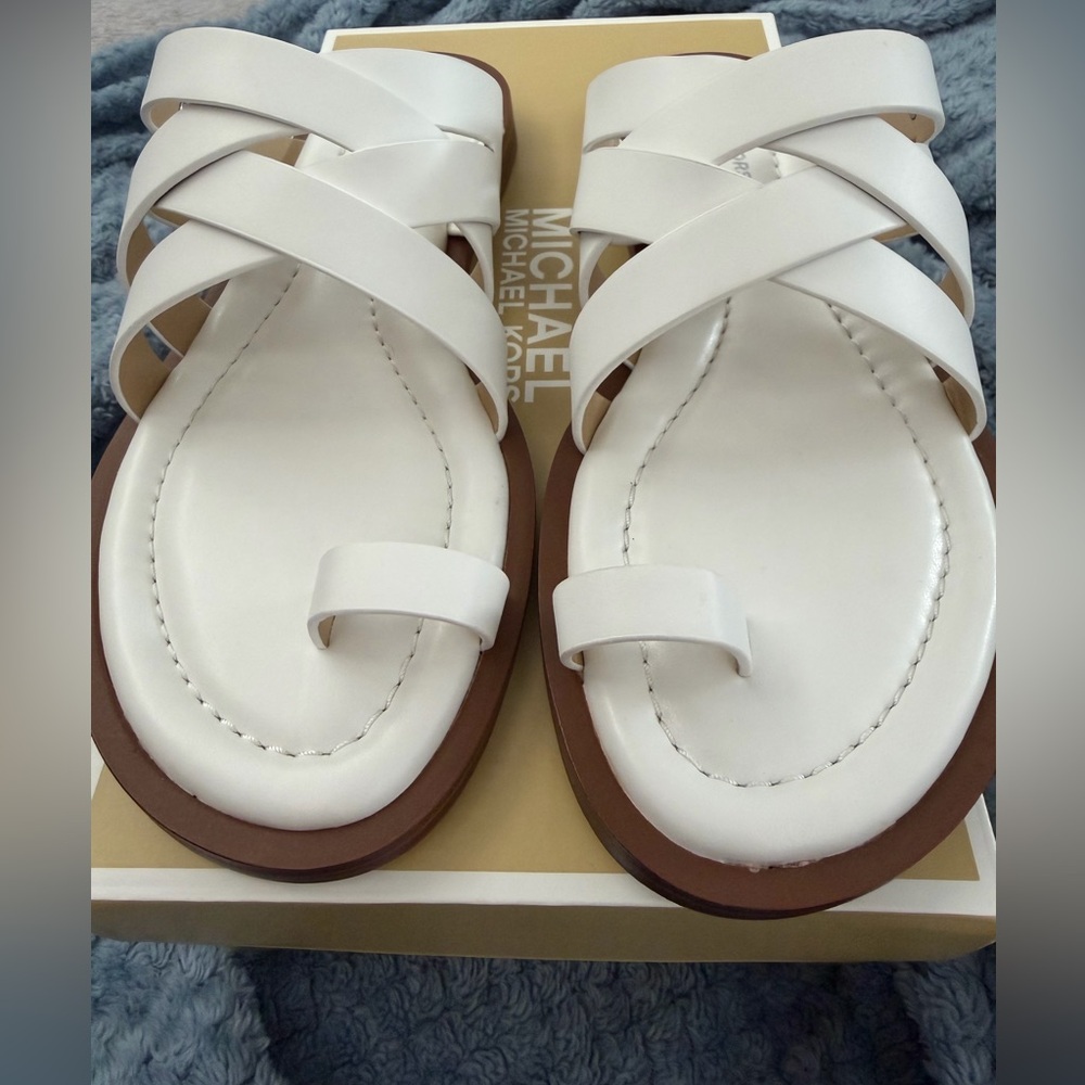 Michael Kors Cream and Brown Sandals